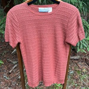 Alfred Dunner knit short sleeve sweater w/ padded shoulders Burnt red PM